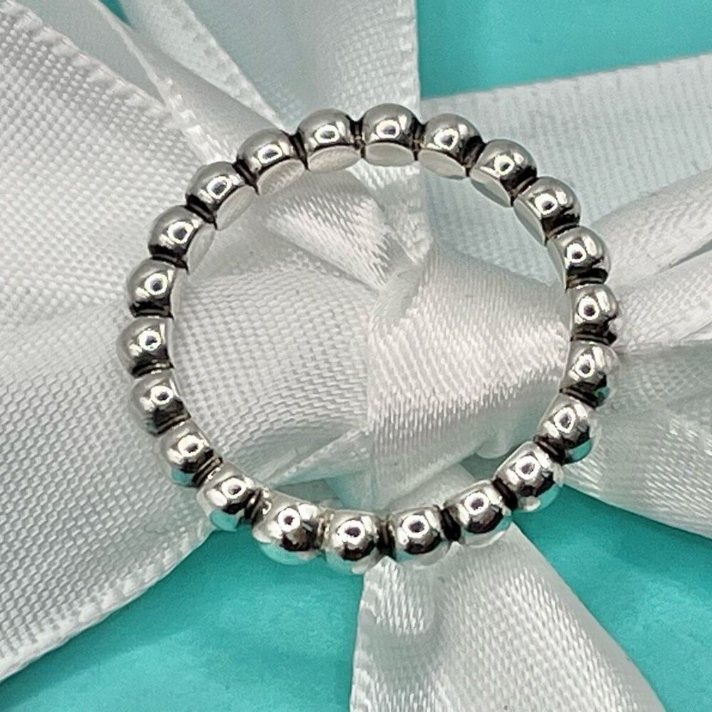 Tiffany & Co Ziegfeld Beaded Stacking Ring-  925 Sterling Silver - Size 7 - Picture 13 of 14